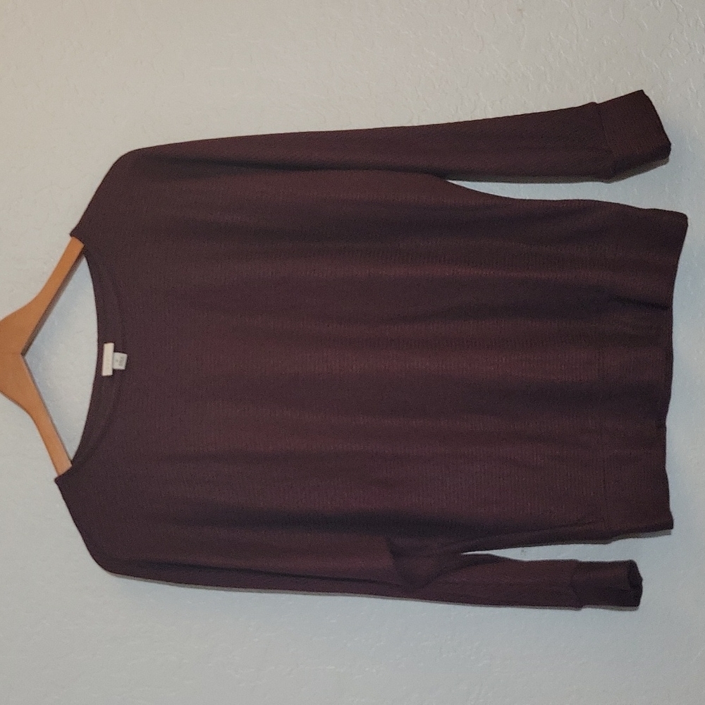A.NEW.DAY Over Sized Ribbed Dolman Top Maroon S